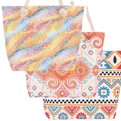 Both Side Printed Large Beach Tote Bags E (6 units)