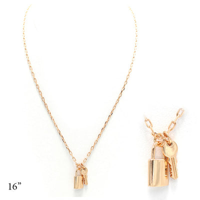 Brass Lock & Key Necklaces GD (1 unit)