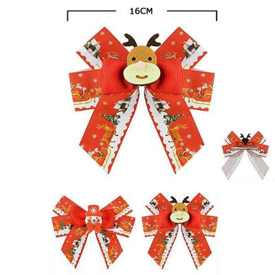Christmas Theme Printed Cheer Shape Hair Bow 1052 (12 units)