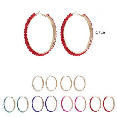 Colrful Jewel Glass Hoop Earrings 2369-MTX (12 units)