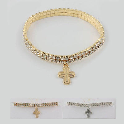 Cross Charm Rhinestone Bracelets 1080 (12 units)