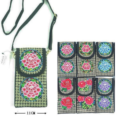Crossbody Phone Bag With Flower Embroidered 1967 (6 units)