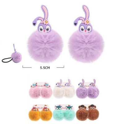 Cute Animal Pom Pom Hair Tie 50940M (12 units)