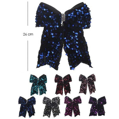 Dark Tone Sequin Cheer Shape Hair Bow 7546 ( 12 units)