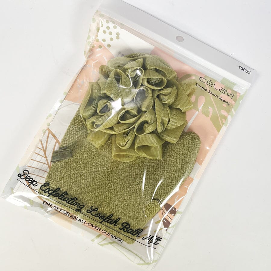 Deep Exfoliating Loofah Bath Mitt Green (1 unit) – MyWholesaleFashion.com