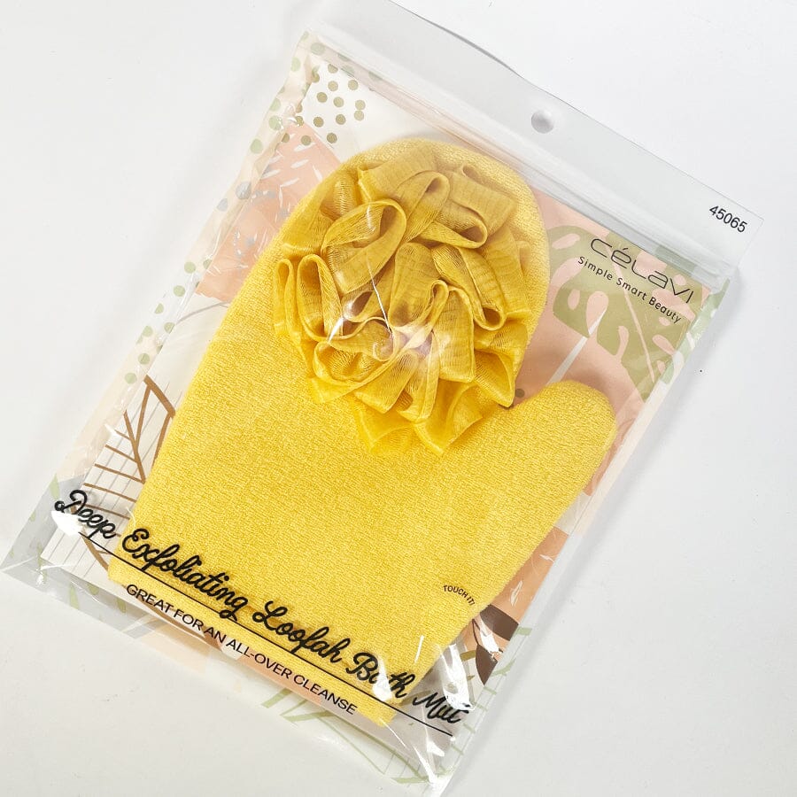 Deep Exfoliating Loofah Bath Mitt Yellow (1 unit) – MyWholesaleFashion.com