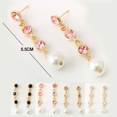 Disc Crystal Pearl Drop Earrings 34947 (12 units)