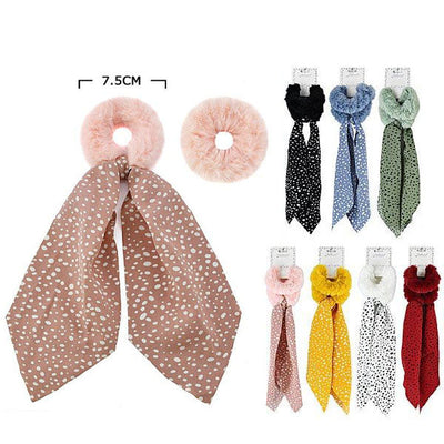 Fashion Assorted Color 2PC Hair Tie 50201D (12 unit)