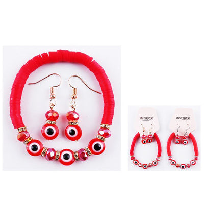 Fashion Evil Eye Bracelet & Earring Set 2322 RD ( 12 units)