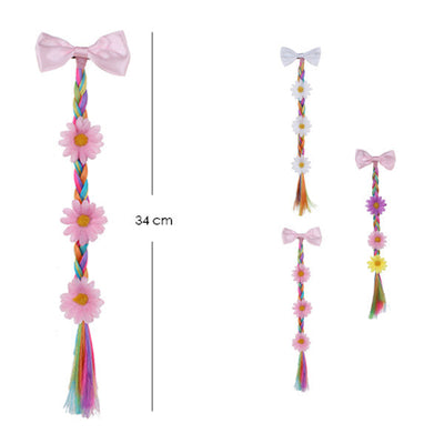 Faux Hair Braid With Bow And Flower 2860 ( 12 units)