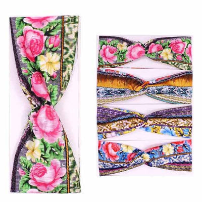 Flower Printed Assorted Color Headband 1155 (12 units)
