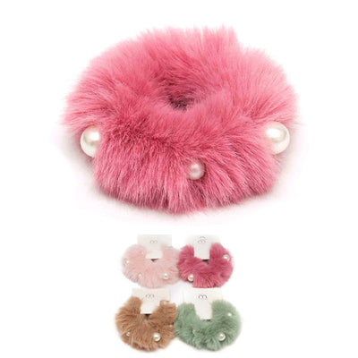 Fur Scrunchie With Pearl 9794 (12 units)