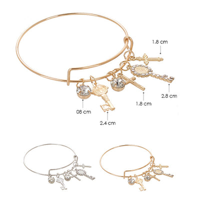 Gold Tone San Benito Charm Bangle Bracelets 2557 (12 units)