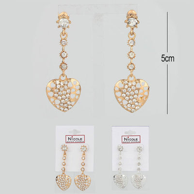 Heart Shape Drop Rhinestone Earrings ACR 1284 (12 units)