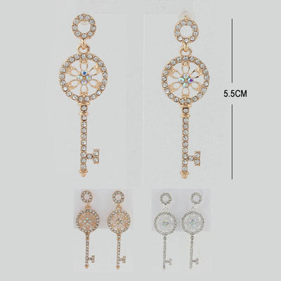 Key Shape Rhinestone Earrings 1343(12 units)