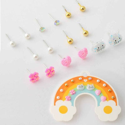 Kid's Rainbow Cat Earrings Set 0148 ( 12 units)