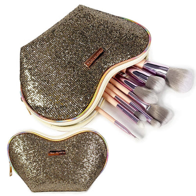 Makeup Brush Set With Heart Shinny Pouch (1 unit)