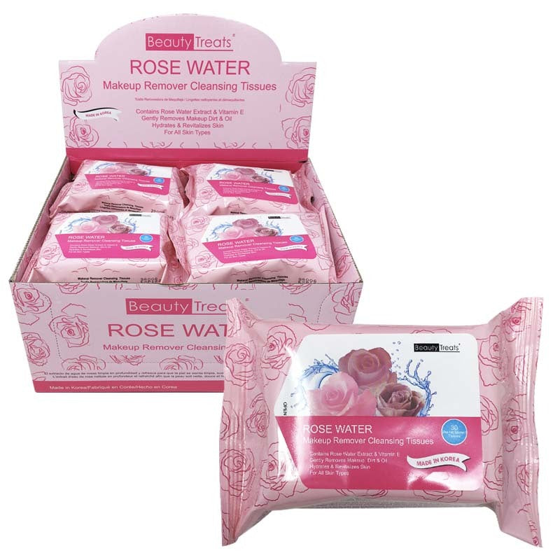 Makeup Remover Tissues Rose Water 12