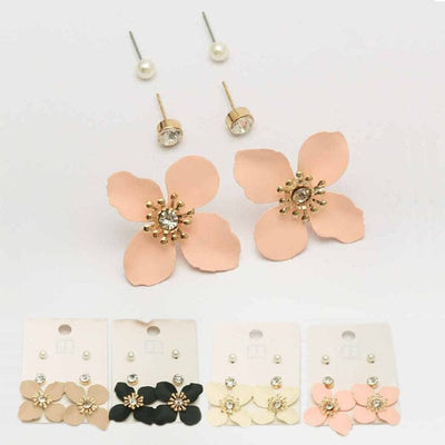 Matte Flower Earring Set 31523E (12 units)