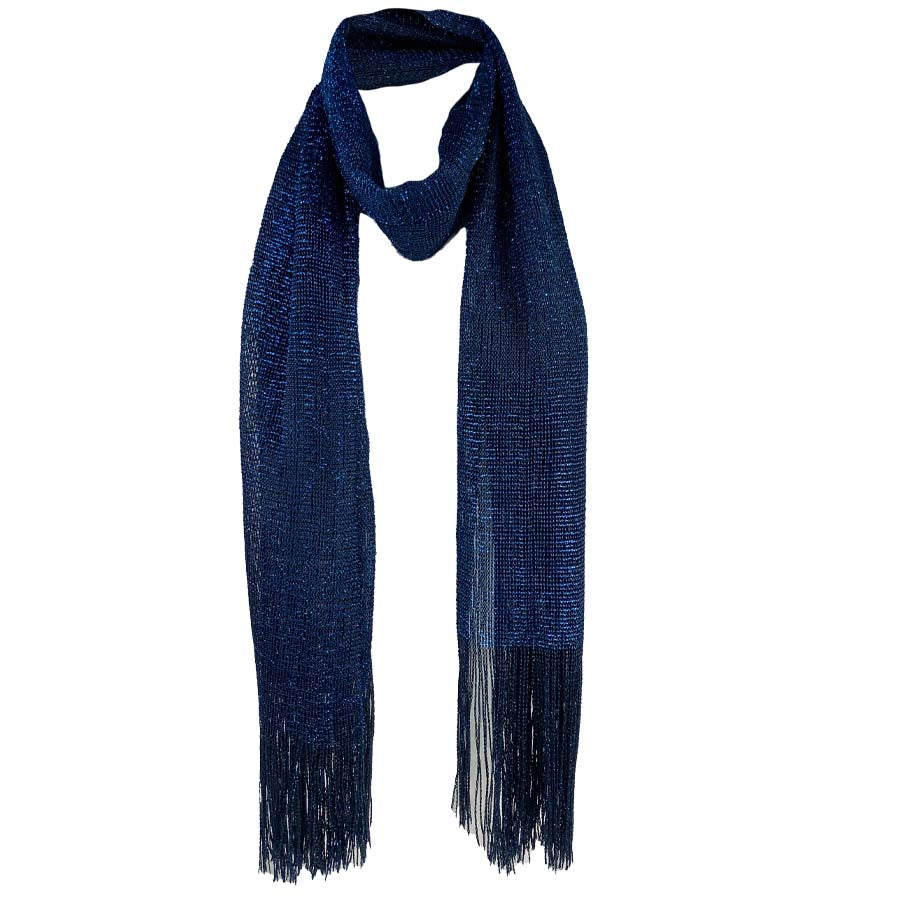 Metallic Fringe Multi Use Scarf Shawl Wraps Blue Tones (1 Metallic Fringe Multi Use Scarf Shawl Wraps Blue Tones (1