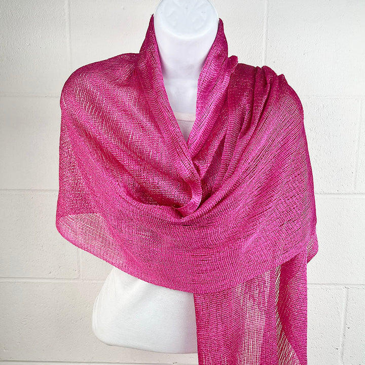 Metallic Fringe Multi Use Scarf Shawl Wraps Red Tones (1
