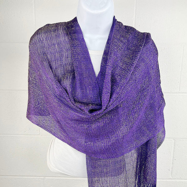 Metallic Fringe Multi Use Scarf Shawl Wraps Red Tones (1