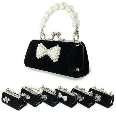 Mini Velvet Trendy Purse with Clear Stone Deco A170 (12 units)