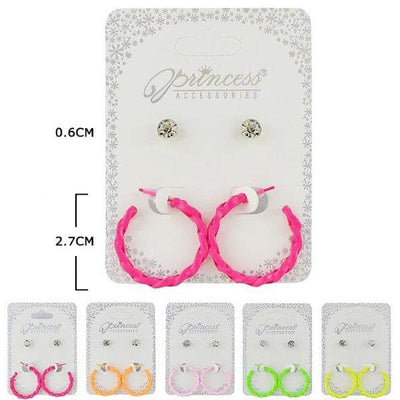 Neon Color Hoop Earrings 3221NE (12 units)