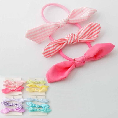 Pattered Bow Hair Tie Set 9791 (12 units)