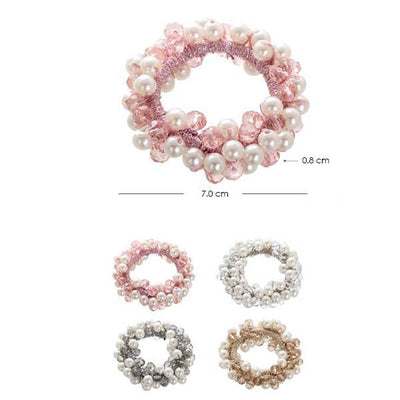 Pearl And Glass Bead Hair Tie HTE-3437 ( 12 units)