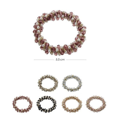 Pearl And Transparent Bead Hair Tie 3427 (12 units)
