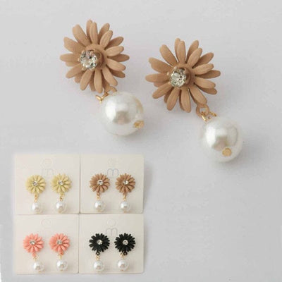 Pearl Drop Flower Earrings 35228E ( 12 units)