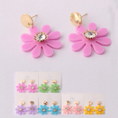 Plastic Flower Drop Earring 35221 (12 units)