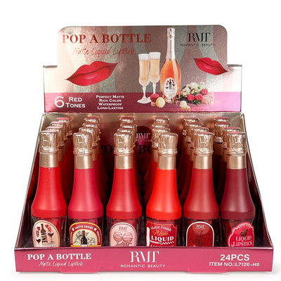 Pop Bottle Matte Liquid Red Tone Lipstick (24 units)