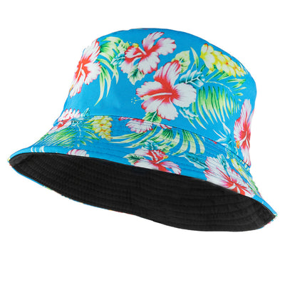 Reversible Hibiscus Print Bucket Hat - Blue (1 unit)