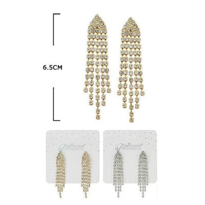 Rhinestone Drop Earrings Gold Silver 70000GS (12 units)