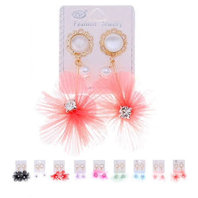 Rhinestone Flower Drop Earrings 35364 (12 units)