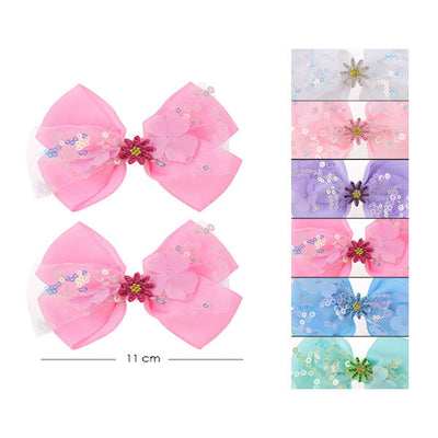 Sequin Flower Hair Bow 7525 (24 units)