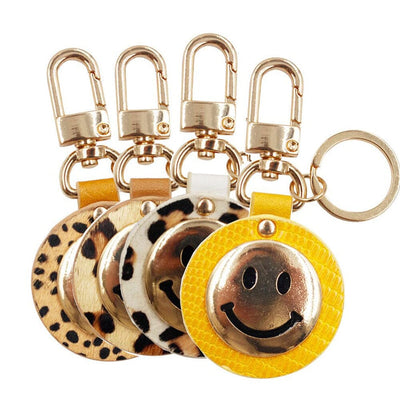 Smiley Happy Face Leather Keychain (6 units)