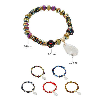 Tear Drop Dangle Glass Stone Glitter Bracelets 5280 (12 units)