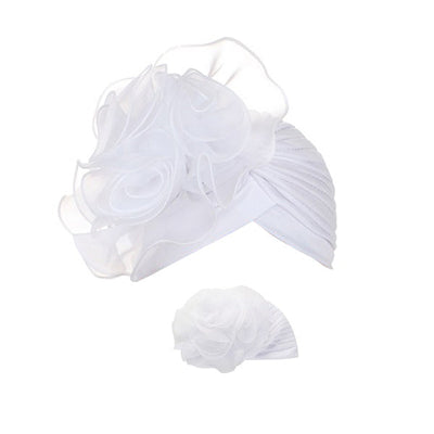 Turban With Flower White Tone 2058-WHX (12 units)