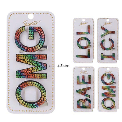 Verbage Rainbow Letter Hair Pin 2797 ( 12 units)