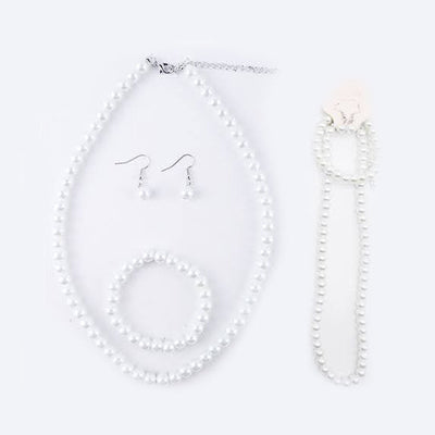 White Color Pearl Necklaces Set 214 WH (12 units)